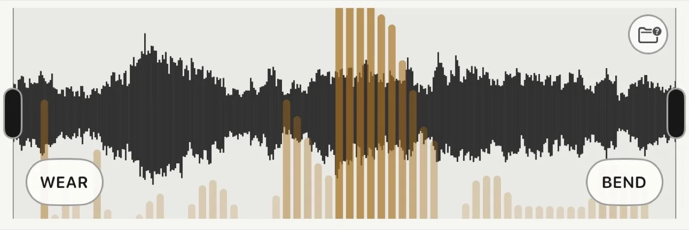 Tape Touch in use: Wear is painted onto the waveform while Bend waits as the gesture.