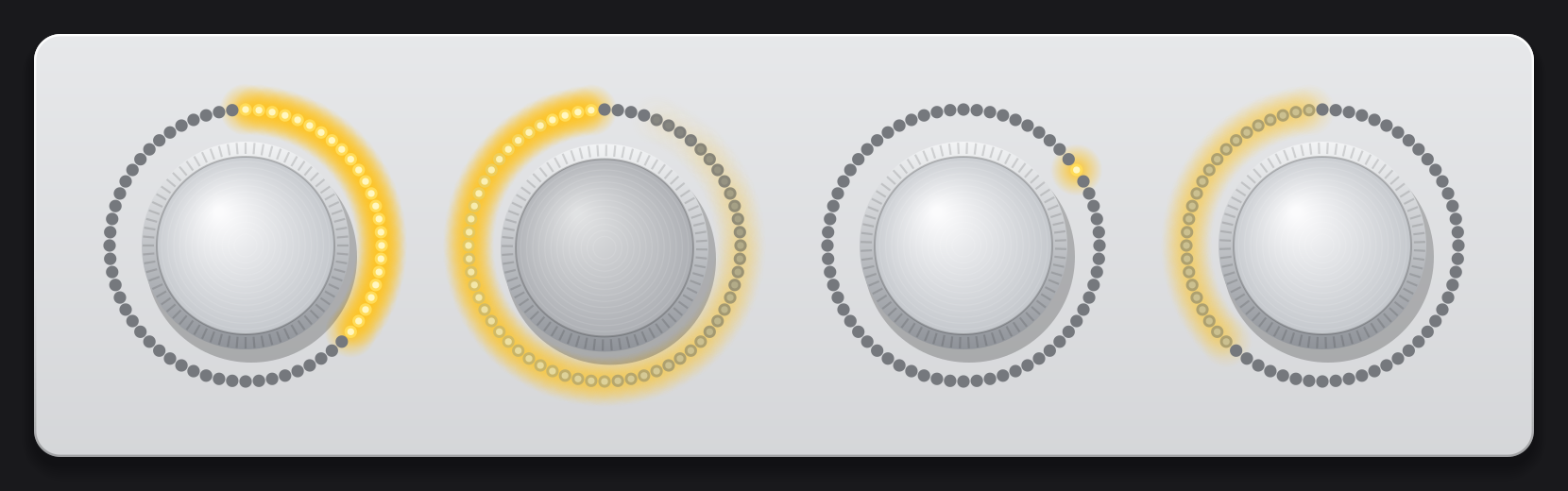 The virtual arc window with four lit rings